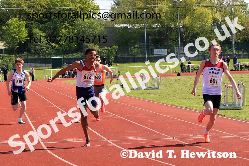 Mens Under-20s 100 metres, 2023 North Eastern Track and Field Champs., Middlesbrough Sports Village, Middlesbrough. Photo: David T. Hewitson/Sports for All Pics